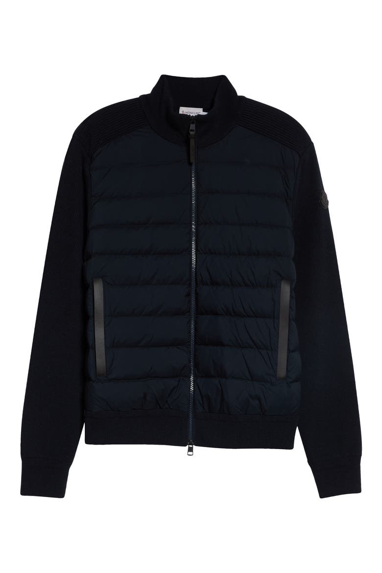 Wool & Cashmere Blend Quilted Zip-Up Cardigan, Main, color, OBSIDIAN BLUE