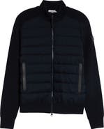 Moncler Wool & Cashmere Blend Quilted Zip-Up Cardigan