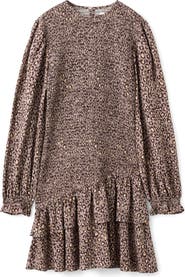 MANGO TEEN Smocked Long Sleeve Dress