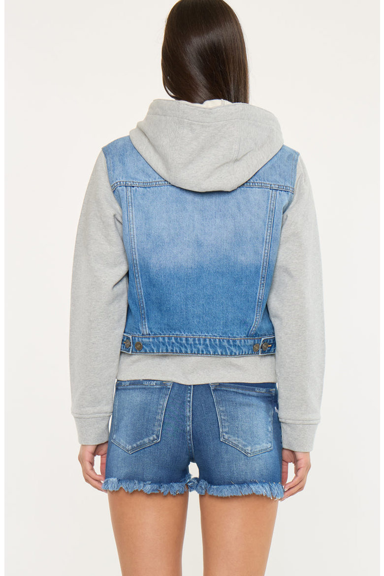 Kenzie Denim Hoodie Jacket, Alternate, color, Medium Wash