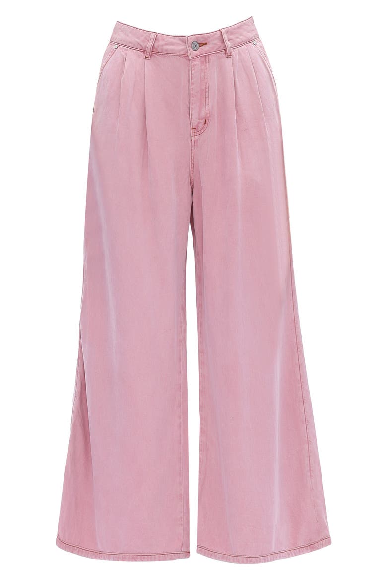 Pleated High Waist Ankle Wide Leg Pants, Alternate, color, PINK