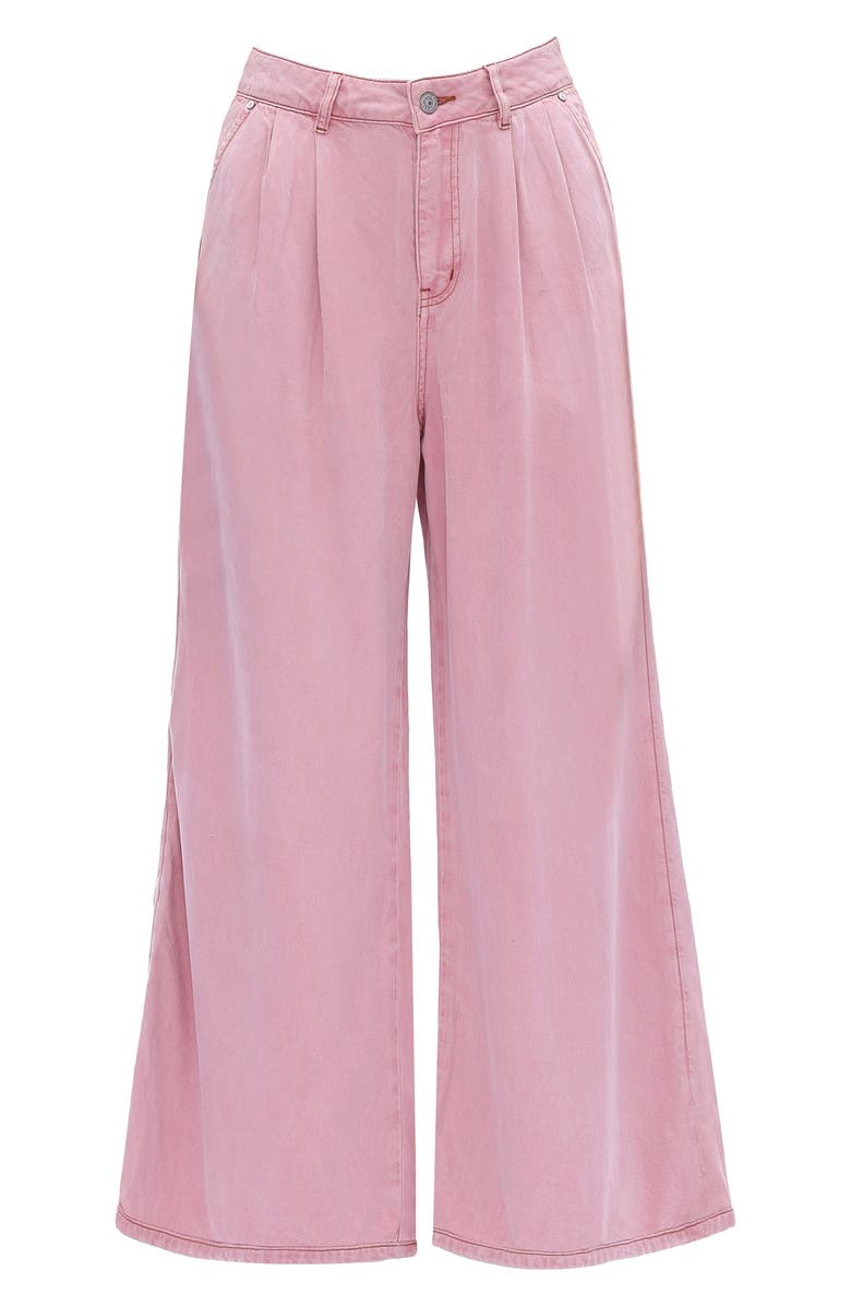 Bayeas Pleated High Waist Ankle Wide Leg Pants, Alternate, color, Pink