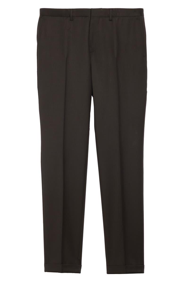 BOSS Wave Flat Front Solid Wool Trousers, Alternate, color,