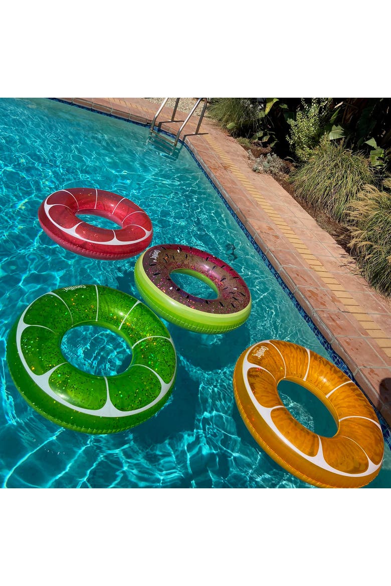Tangerine Orange Glitter 42 Inch Pool Float Ring, Alternate, color, Orange