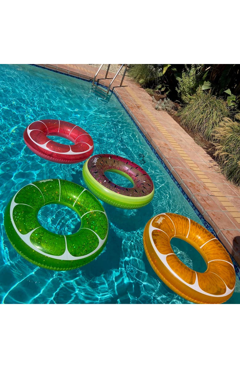 Coconut Float Tangerine Orange Glitter 42 Inch Pool Float Ring, Alternate, color, Orange
