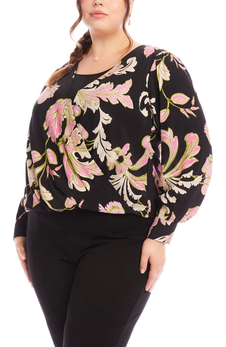 Karen Kane Floral Drape Front Top, Alternate, color, Floral