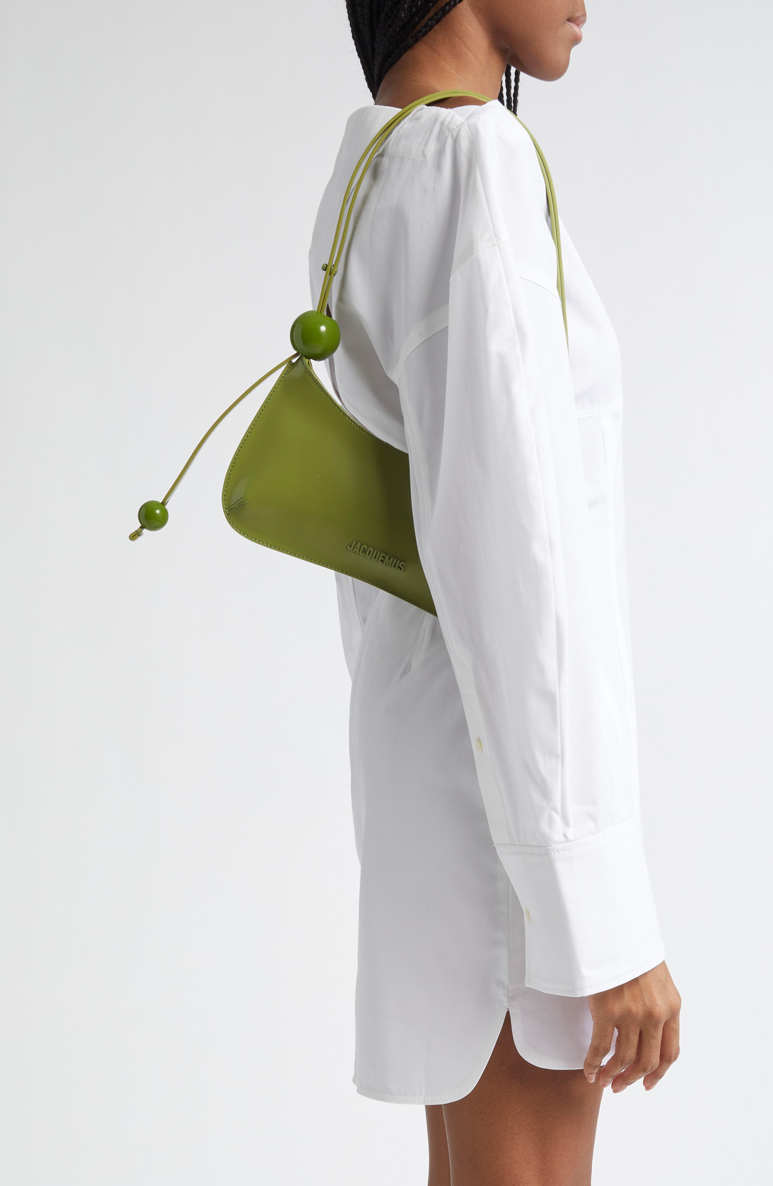 Jacquemus Le Bisou Perle Leather Shoulder Bag, Alternate, color, 