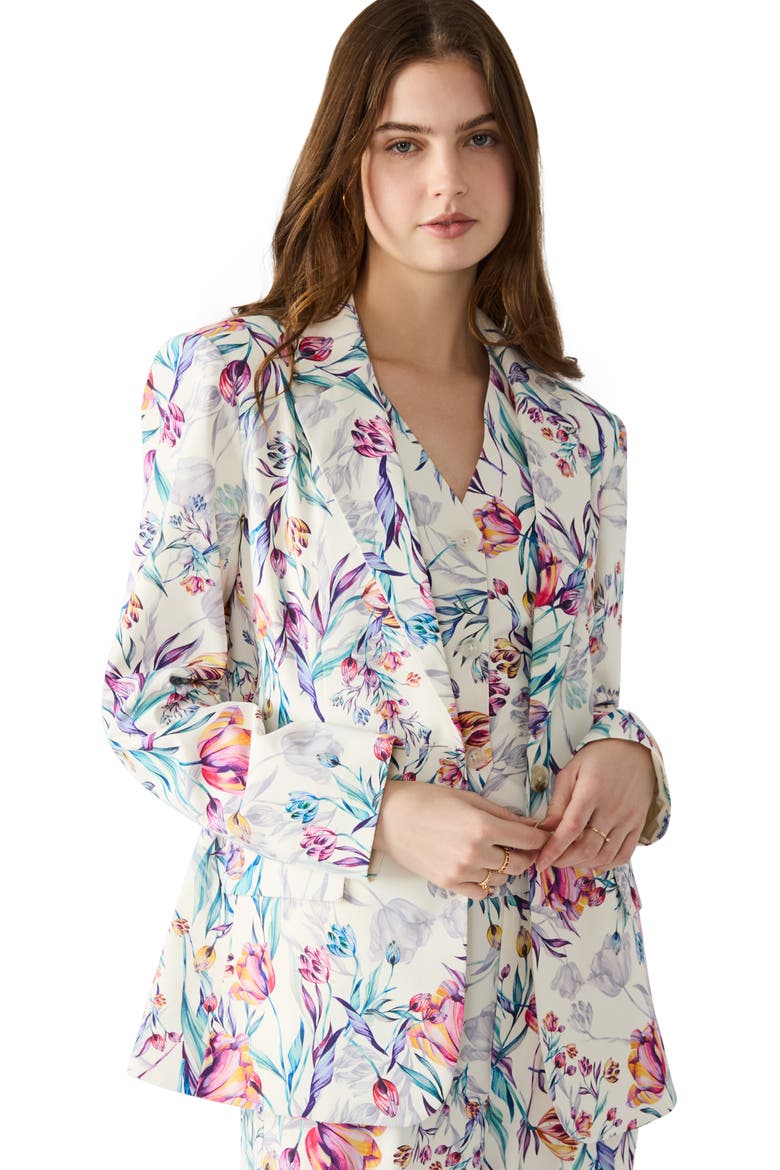 Destiny Floral Cotton Blazer, Alternate, color, ANTIQUE