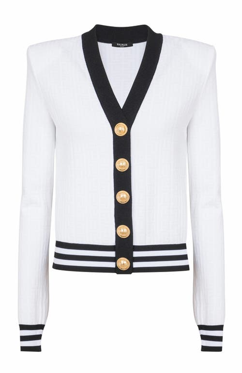Balmain Two-tone Monogrammed Knit Cardigan