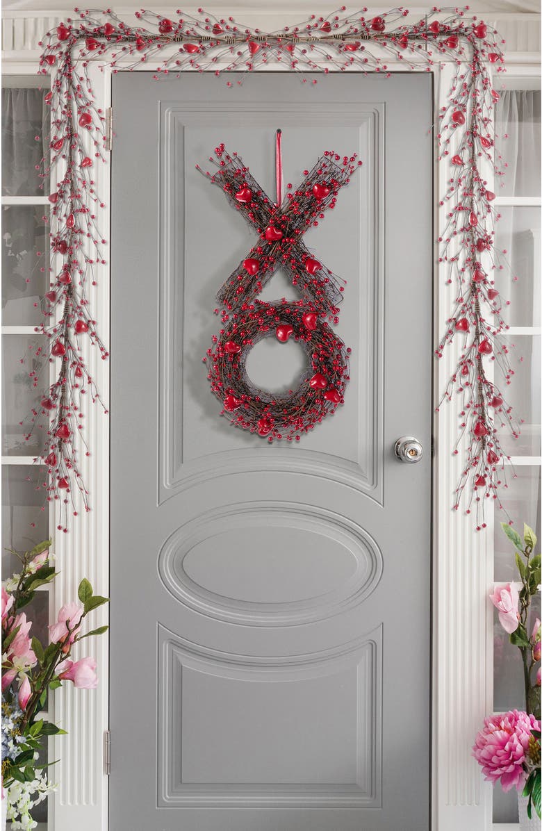Glitzhome 72"L Valentine
s Red Berry Garland, Alternate, color, Red
