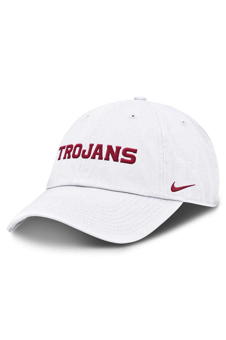 Men's Nike White USC Trojans Core Club Mascot Wordmark Adjustable Hat, Main, color, White