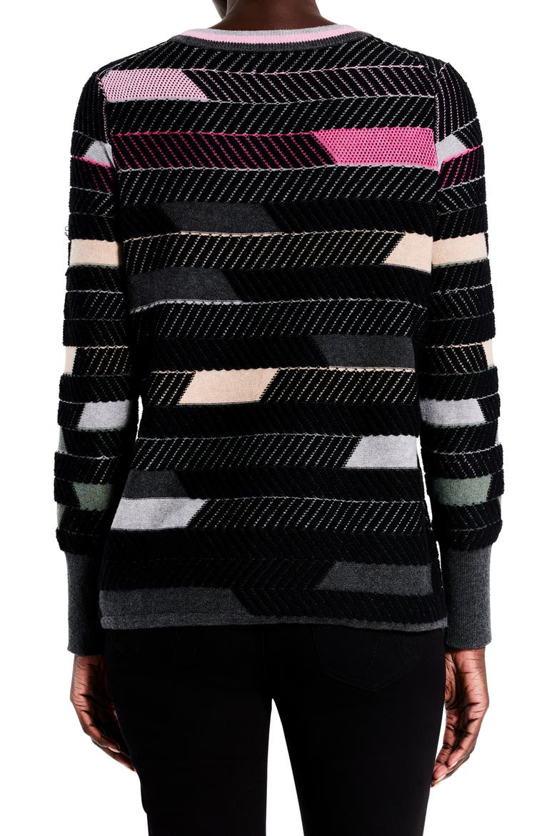 Shaded Stripes Sweater, Alternate, color, BLACK/ PINK MULTI