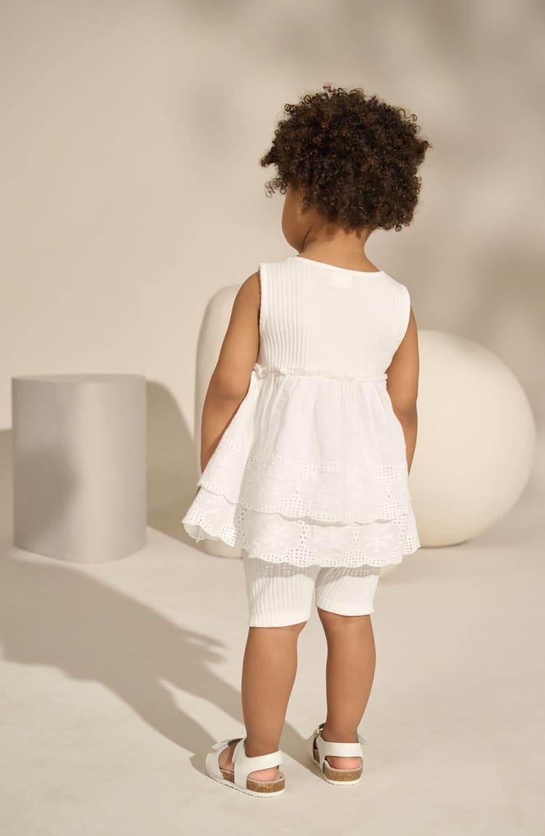 NEXT Kids' Broderie Anglaise Babydoll Tank & Ribbed Shorts Set, Alternate, color, 
