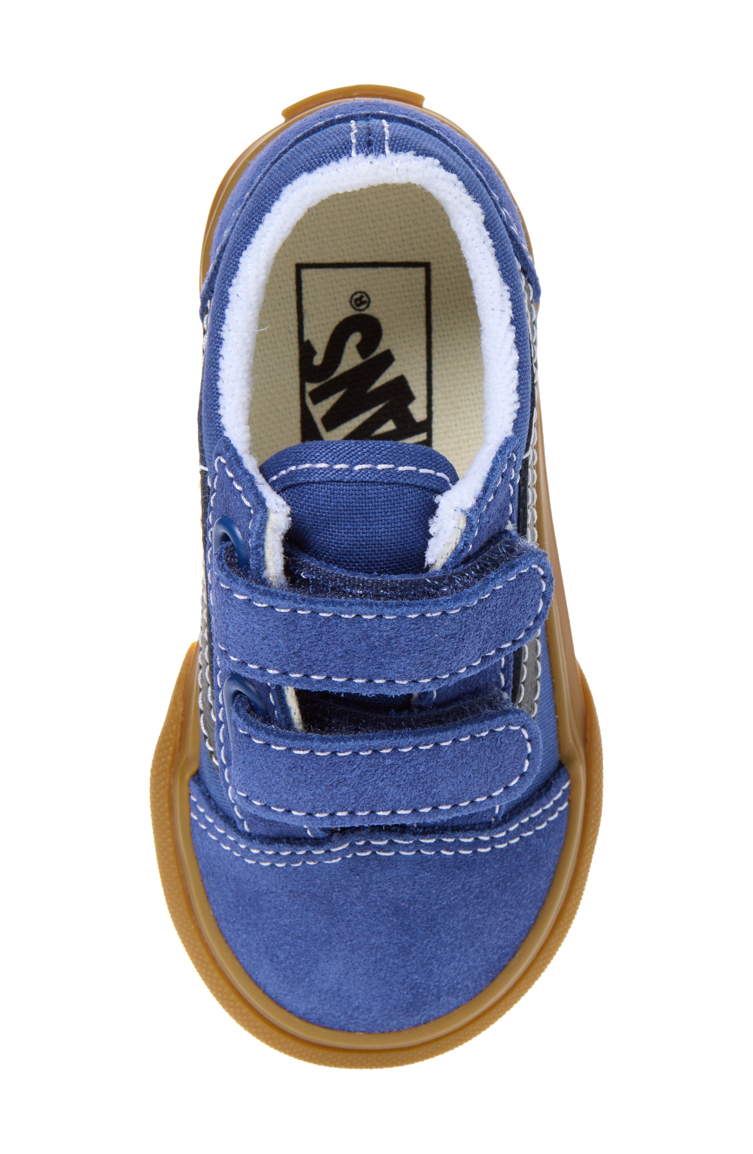 Kids' Old Skool V Leather Sneaker, Alternate, color, GUM TRUE NAVY