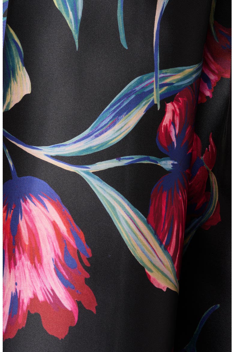 Floral Print Mikado High/Low Gown, Alternate, color, BLACK MULTI