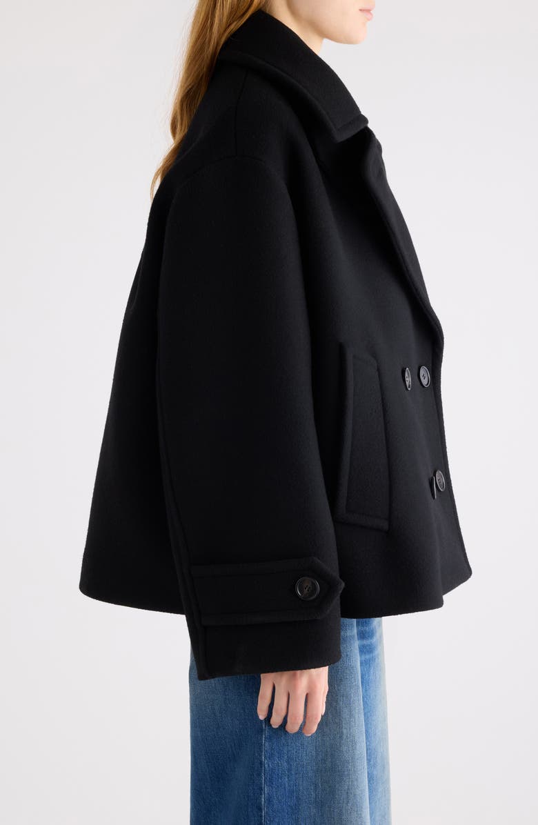 Chloé Oversize Double Breasted Wool Blend Coat, Alternate, color, Black