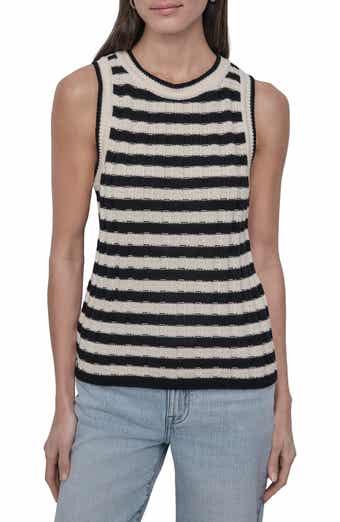 DKNY Jeans Stripe Rib Knit Sleeveless Top