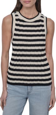 DKNY Jeans Stripe Rib Knit Sleeveless Top