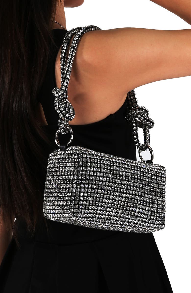 BERNESS Rhinestone Rectangular Shoulder Bag, Alternate, color, Silver