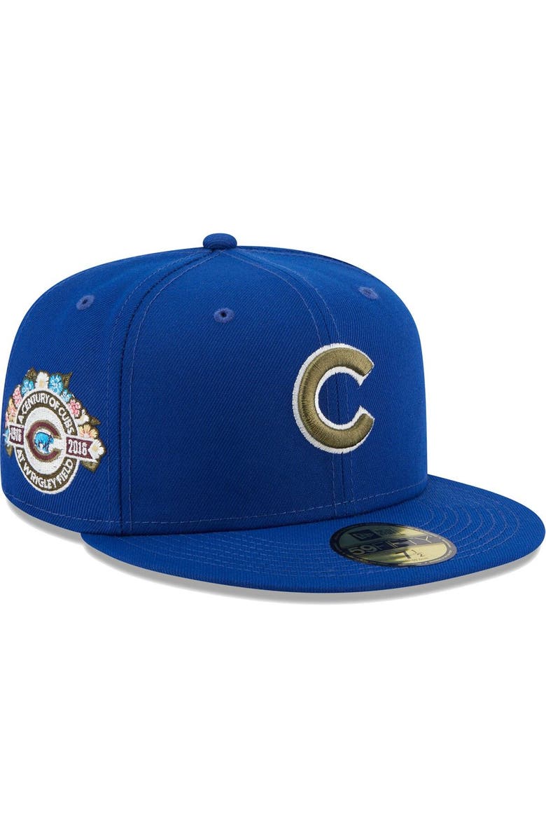 New Era Men's New Era Royal Chicago Cubs 100th Anniversary Spring Training Botanical 59FIFTY Fitted Hat, Main, color, Royal