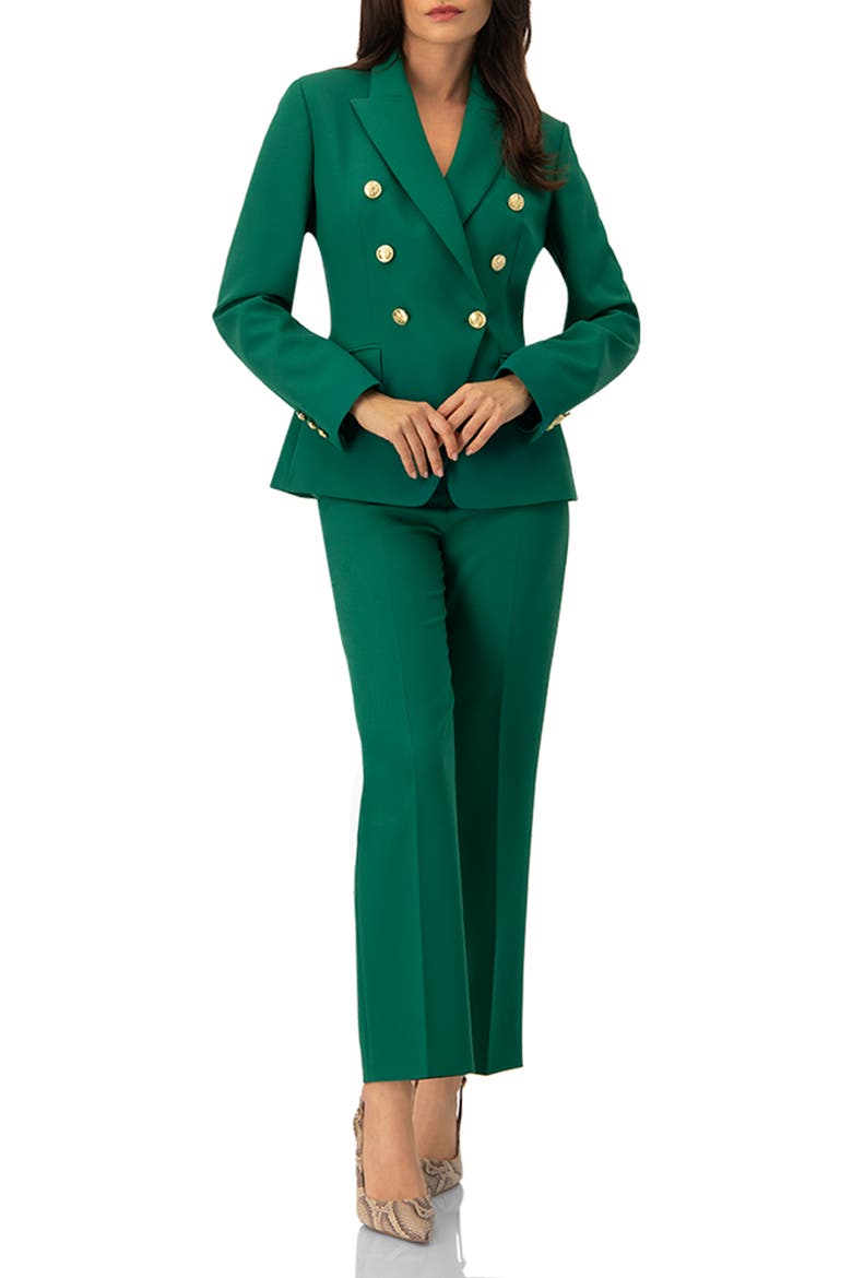 Tailored Straight-Leg Trousers, Alternate, color, Green