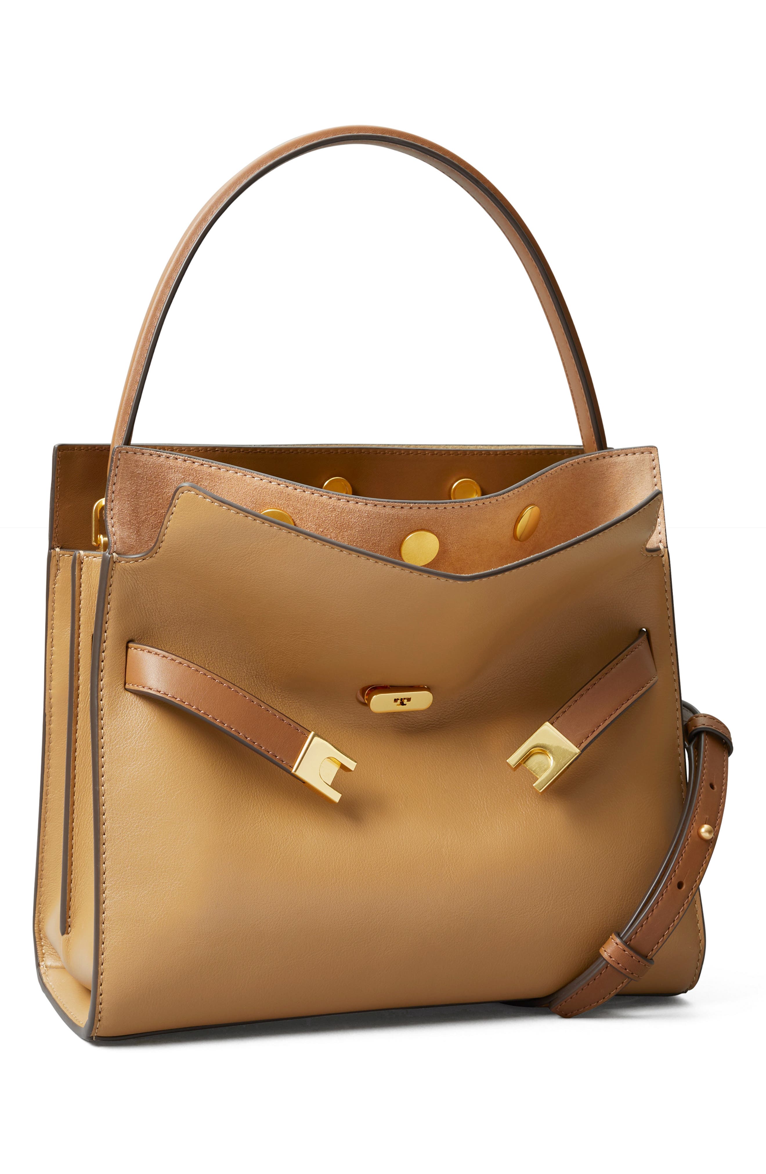 Tory Burch Lee Radziwill Small Leather Double Bag, Alternate, color, 