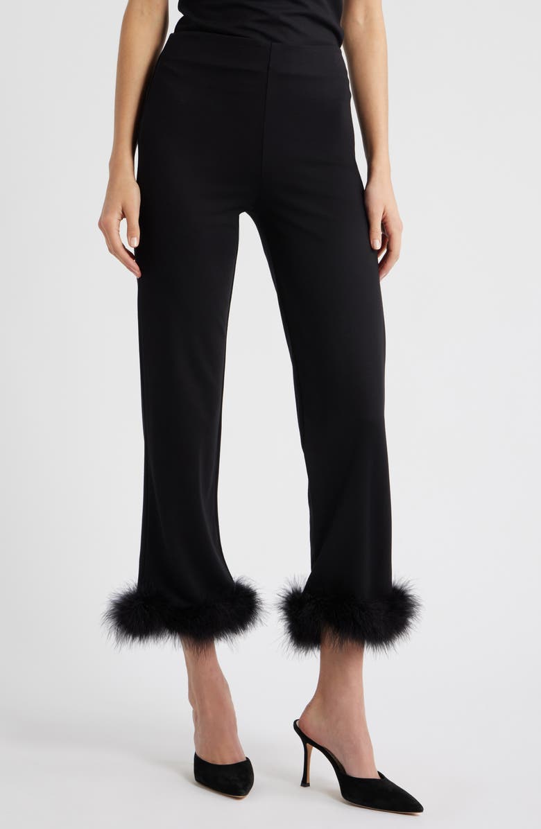 MANGO Feather Hem Capri Pants, Main, color, Black