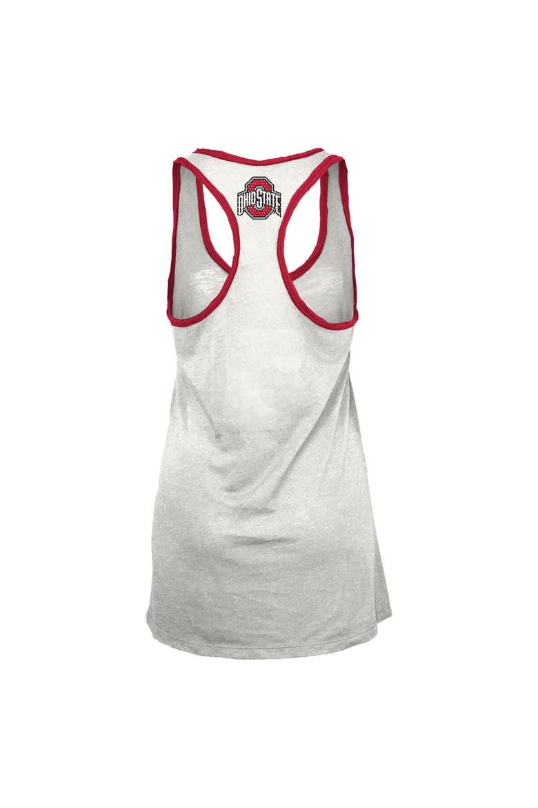 Women's Pressbox White/Scarlet Ohio State Buckeyes Tracy Racerback Burnout Tank Top, Alternate, color, White