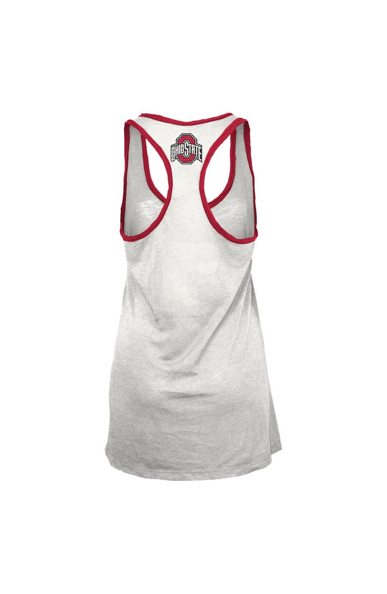 PRESSBOX Women's Pressbox White/Scarlet Ohio State Buckeyes Tracy Racerback Burnout Tank Top, Alternate, color, White