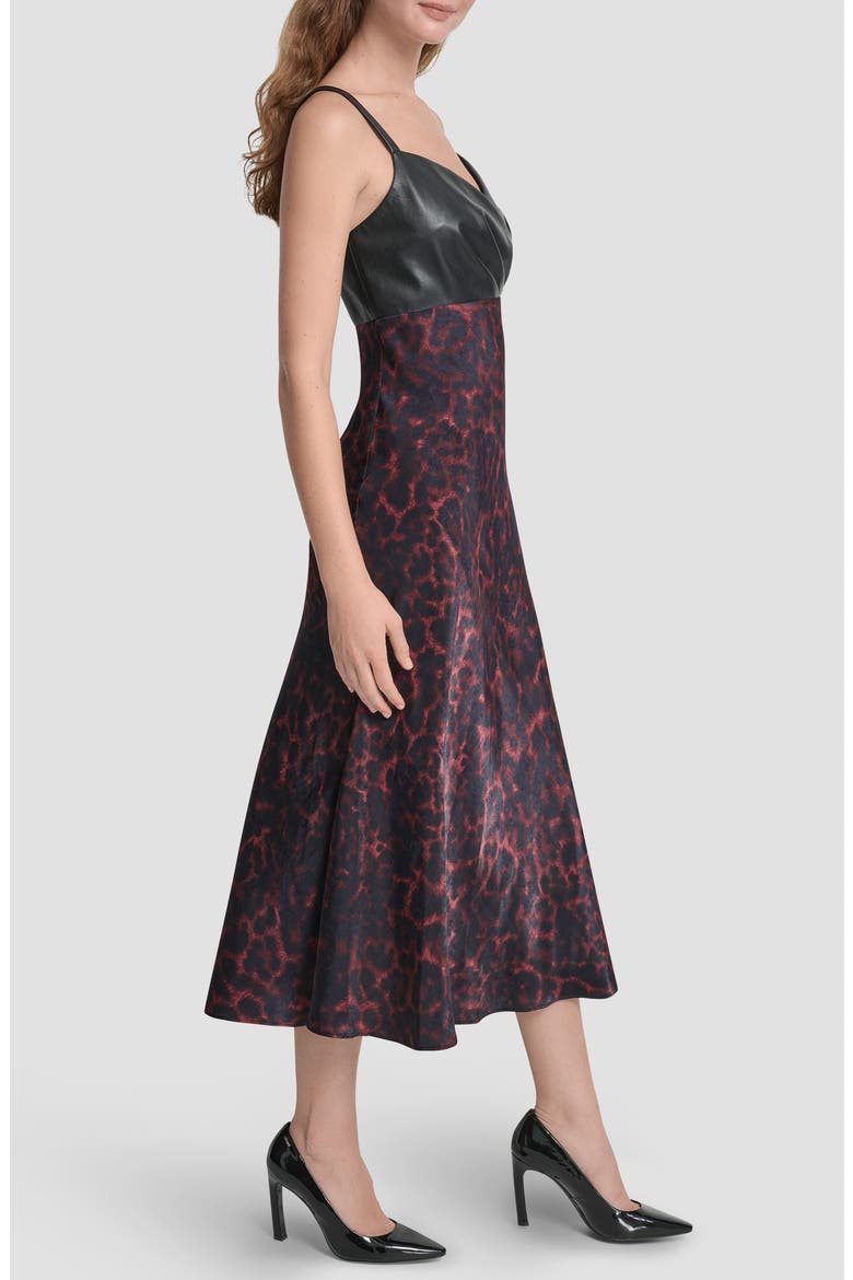 Faux Leather Mixed Media Midi Dress, Alternate, color, MERLOT CHEETAH