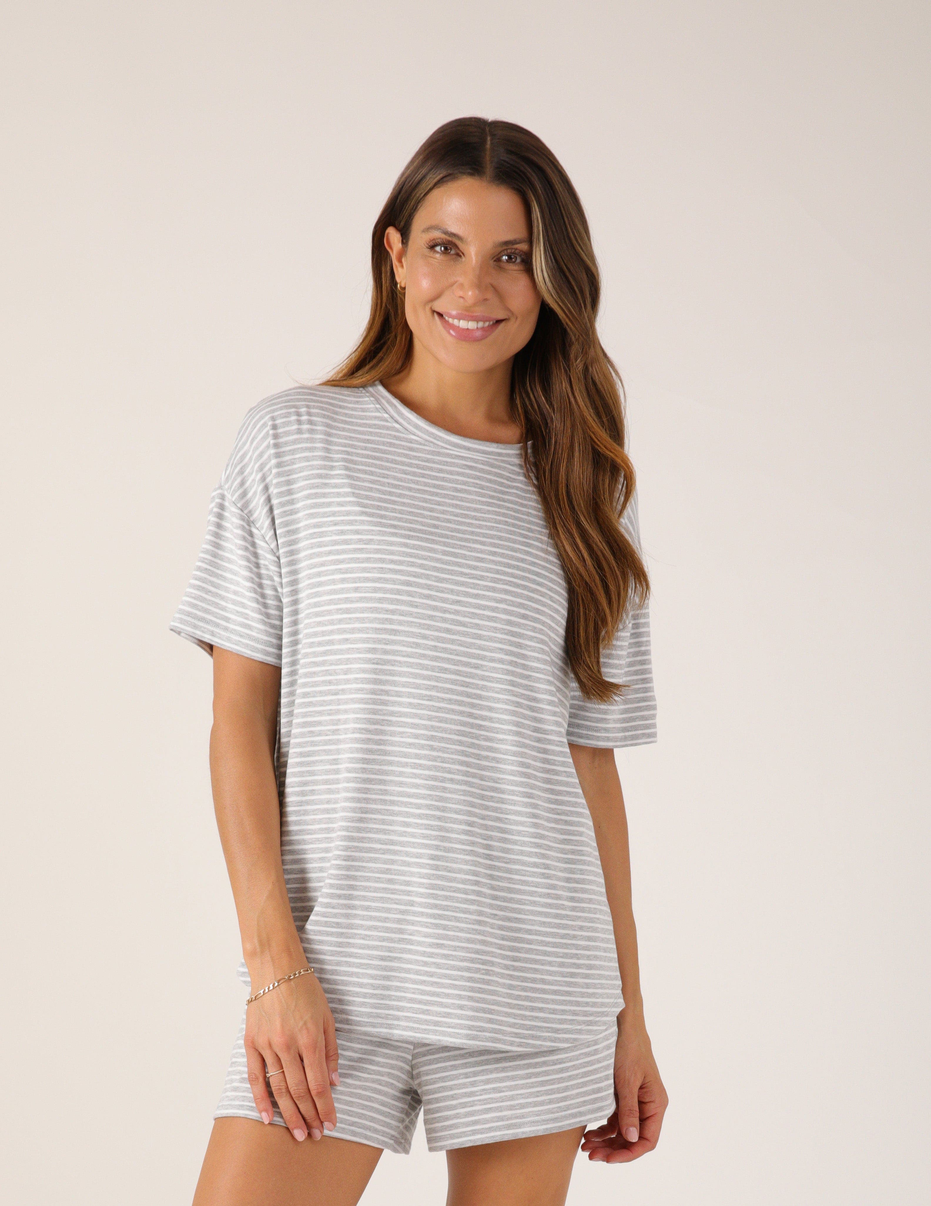 selected Heather Grey/White Stripe