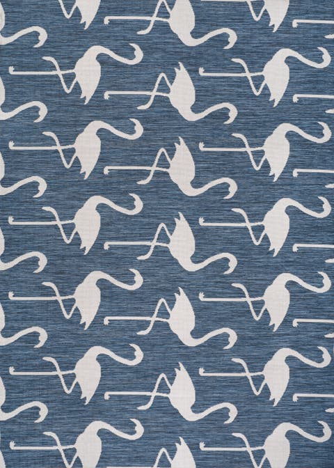 Liana Casual Coastal Flamingos Two-Tone Indoor/Outdoor Area Rug