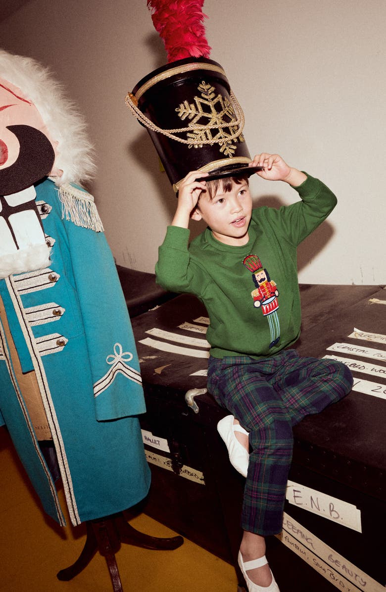 Boden Kids' Smart Plaid Cotton Flannel Pants, Alternate, color, Blackwatch Check