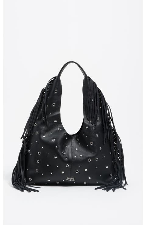 Medium Fringed Leather Paper Bikini Bag