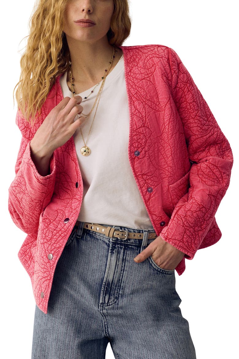 Garment Dye Quilted Cotton Jacket, Main, color, PINK