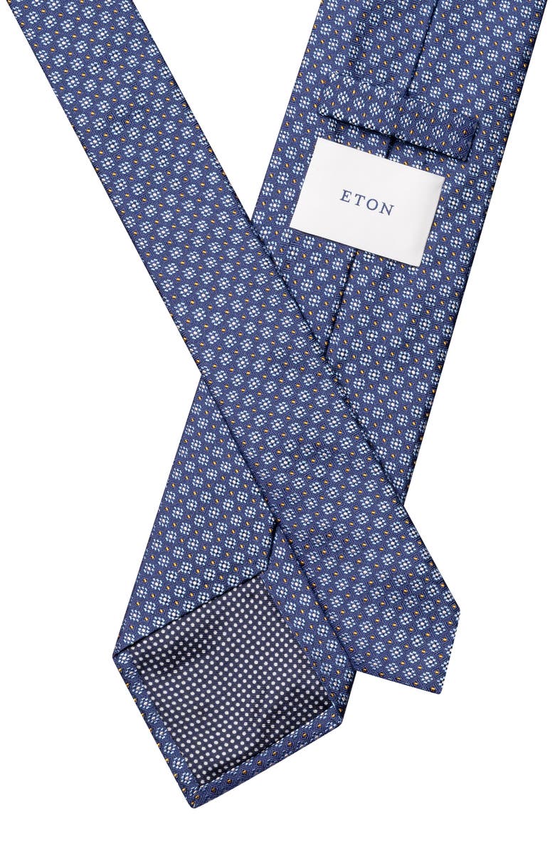 Eton Micro Floral Silk Tie, Alternate, color, Dark Blue