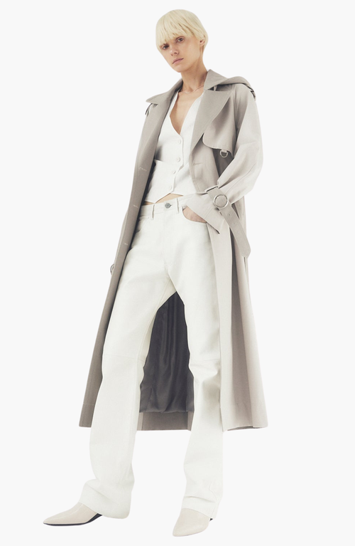 Caalo Sustainable Water Resistant Trench Coat In Gray
