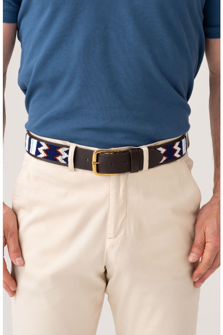 Maasai Beaded Belt, Main, color, BLUE/WHITE