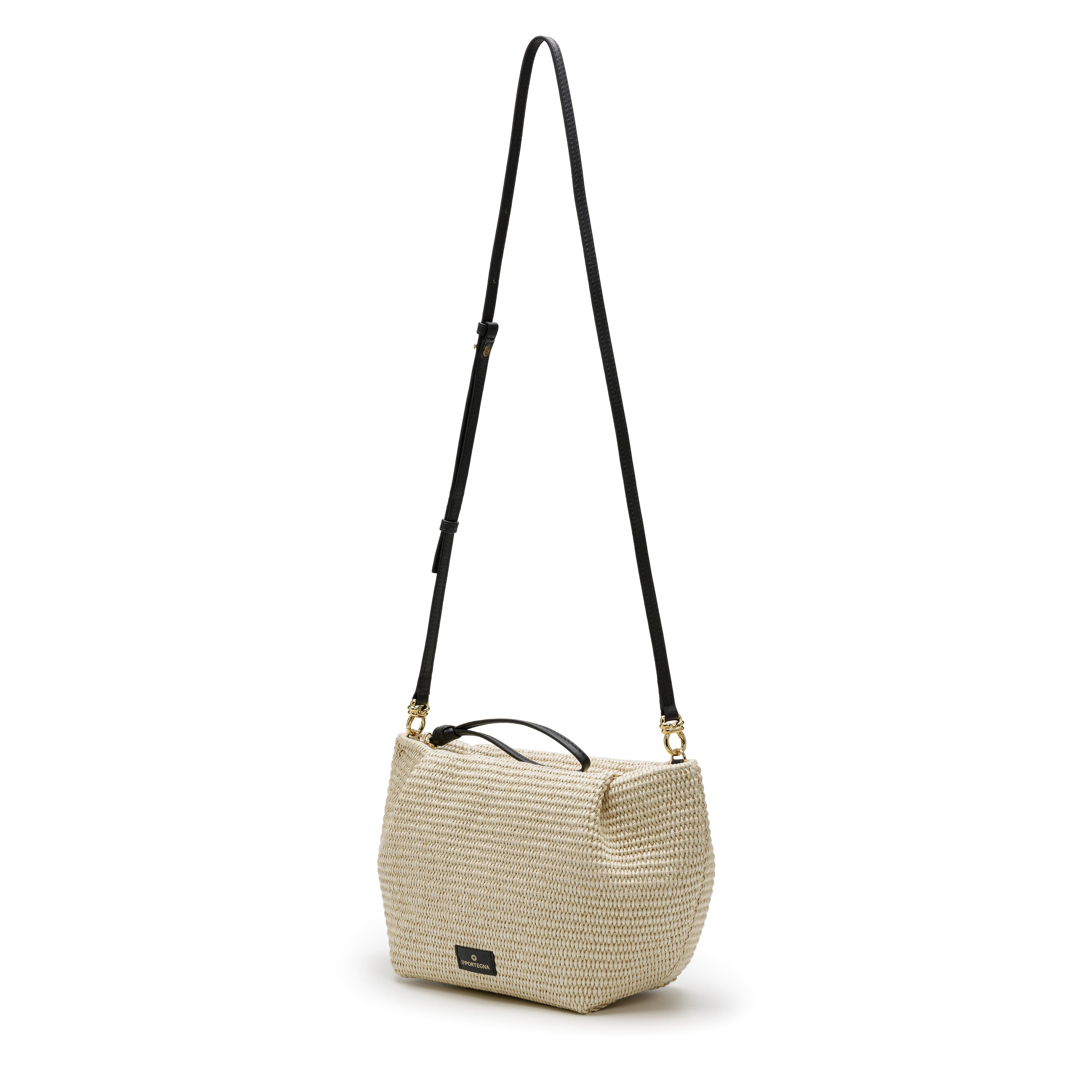 LA PORTEGNA Marta Jute Clutch Bag With Shoulder Strap, Alternate, color, White