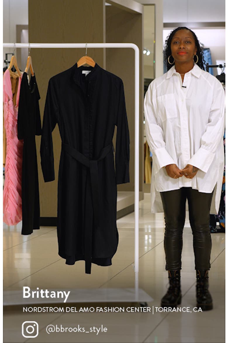 Ruffle Long Sleeve Tencel® Lyocell & Cotton Shirtdress video