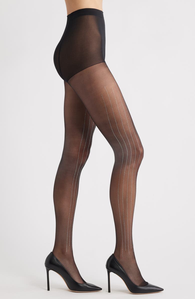 HIGH HEEL JUNGLE Linear Crystal Tights, Main, color, Black