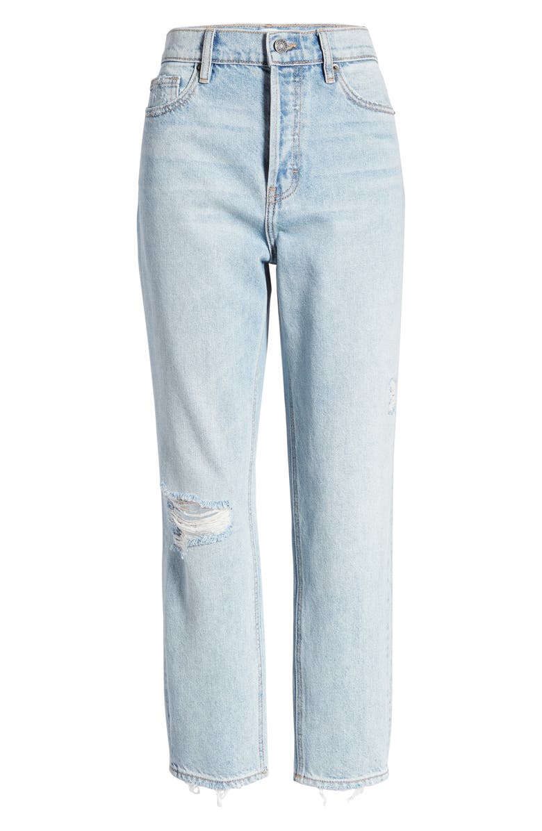 HIDDEN JEANS High Waist Fray Hem Nonstretch Straight Leg Jeans, Alternate, color, 