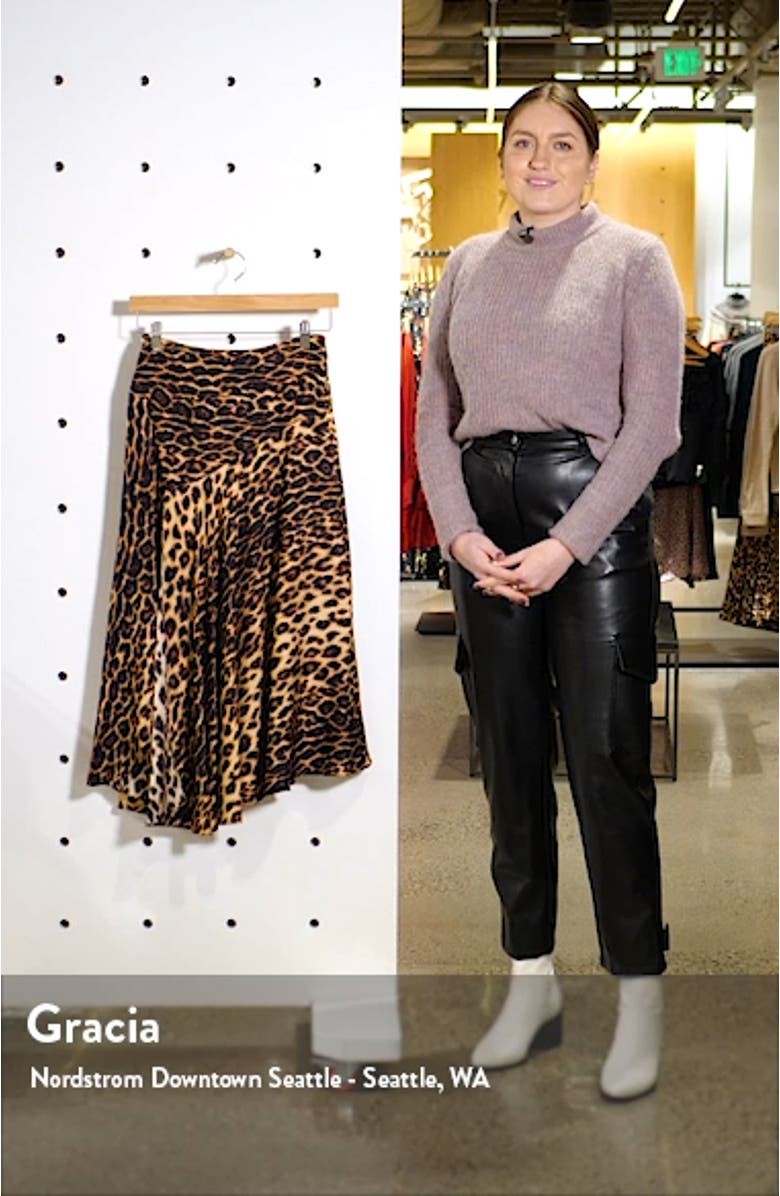 Lev Leopard Print Asymmetrical Stretch Silk Midi Skirt, sales video thumbnail