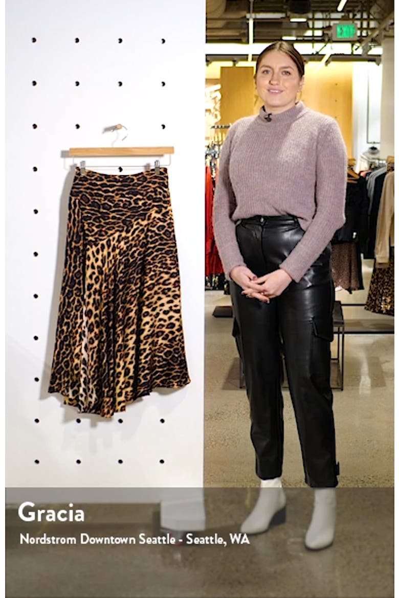 Lev Leopard Print Asymmetrical Stretch Silk Midi Skirt video