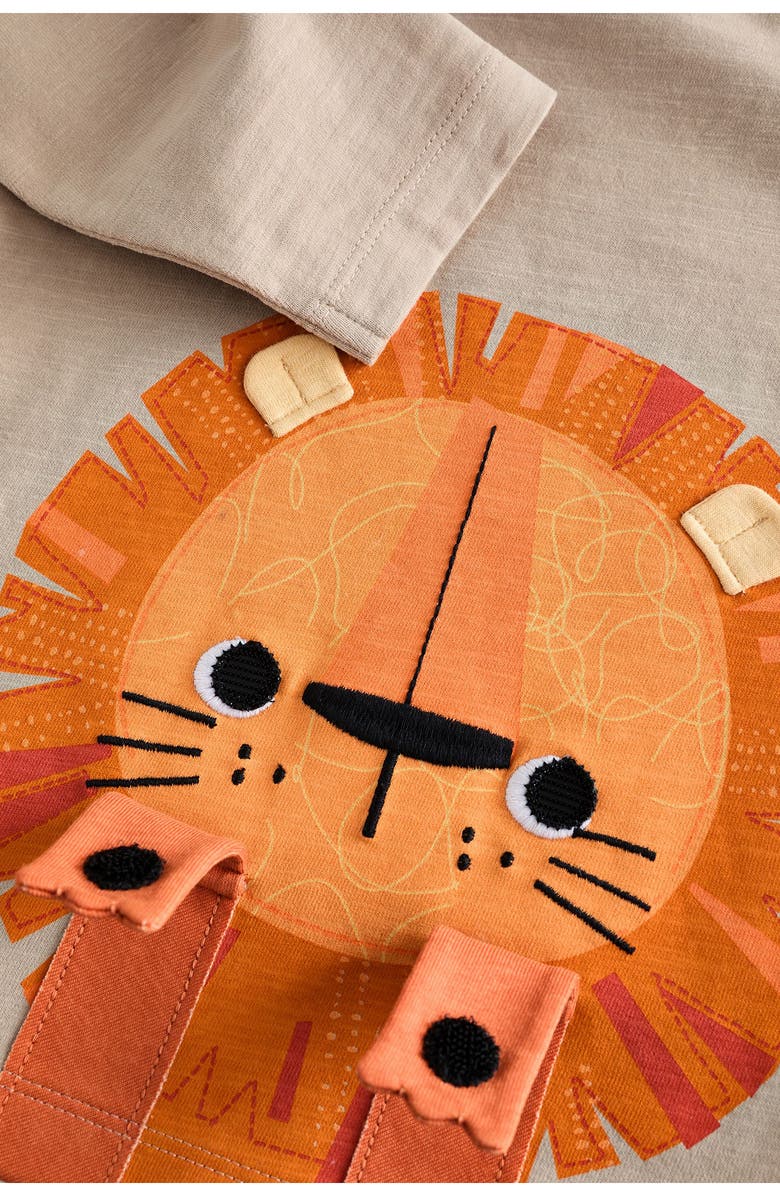 NEXT Kids' Peekaboo Lion Appliqué Long Sleeve Cotton T-Shirt, Alternate, color, 