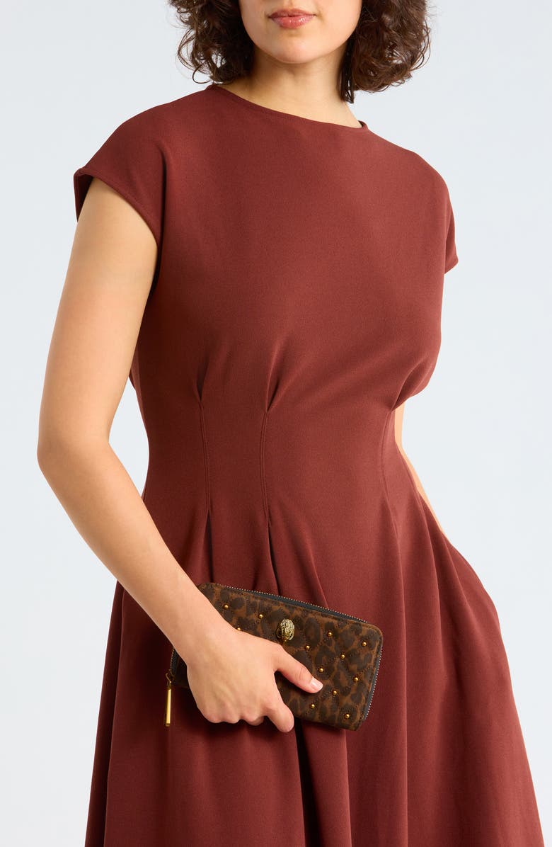 Kurt Geiger London Kensington Zip Around Studded Leather Wallet, Alternate, color, Dark.brown Combo
