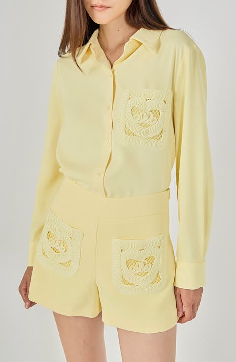 Net Pocket Button-Up Shirt