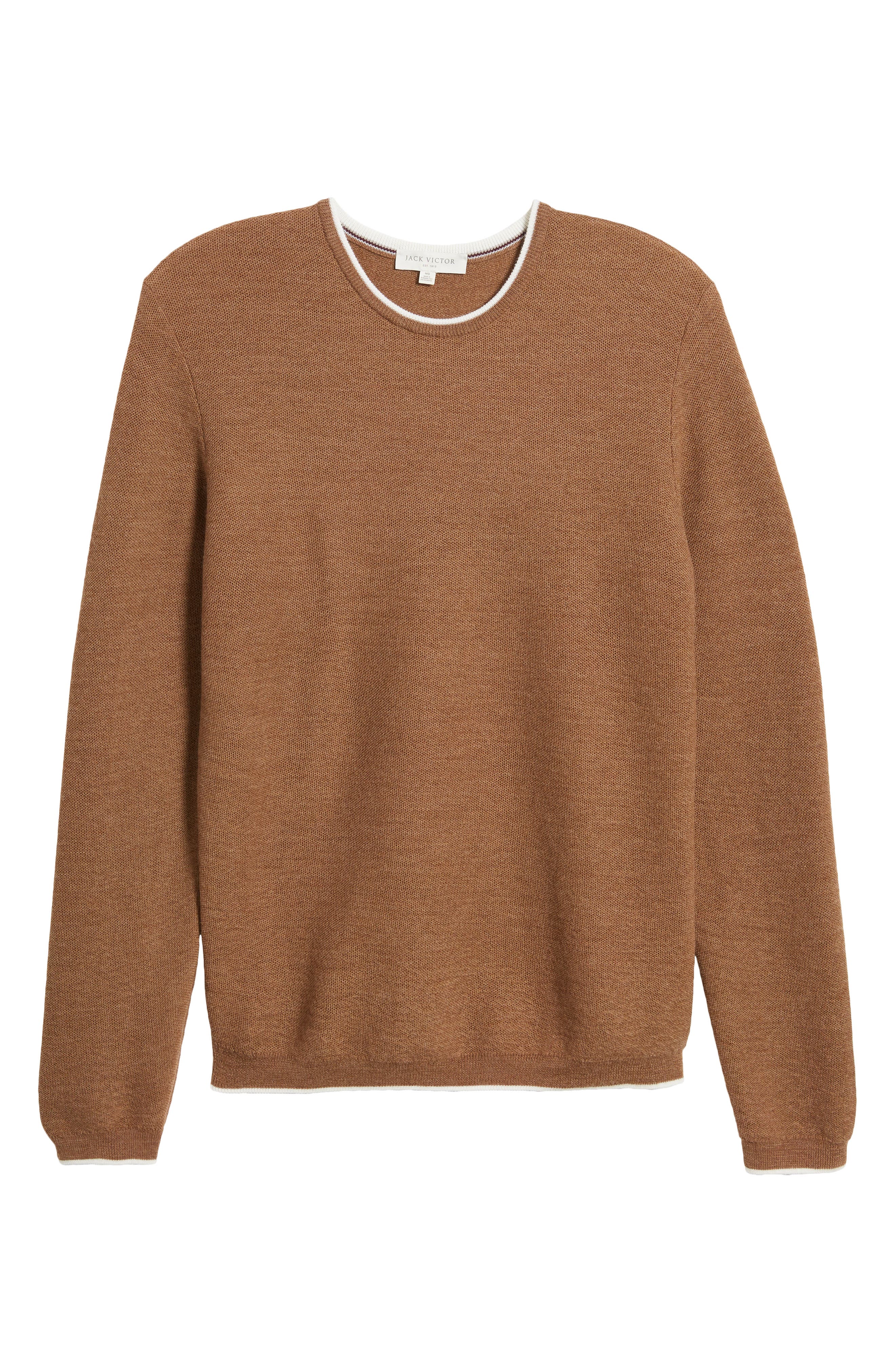 Jack Victor Belvedere Tipped Merino Wool Sweater in Camel 