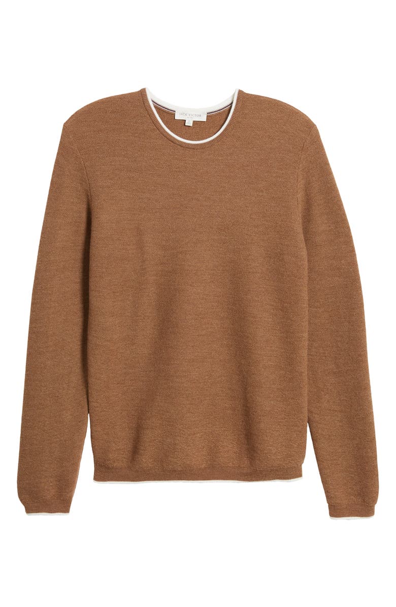 Jack Victor Belvedere Tipped Merino Wool Sweater, Main, color, Camel