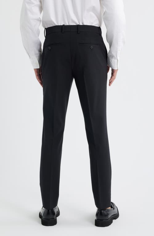 Open Edit Slim Fit Solid Flat Front Stretch Suit Pants In Black